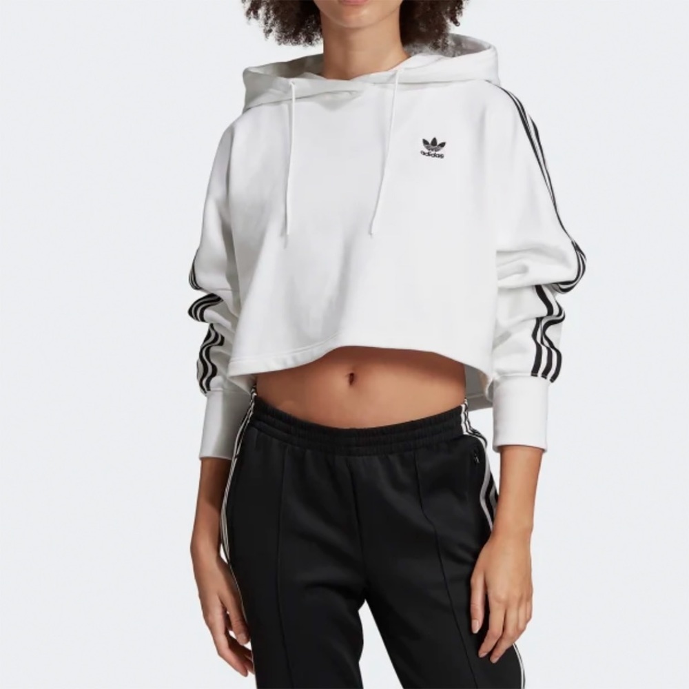 Adidas Originals White Cropped Hoodie